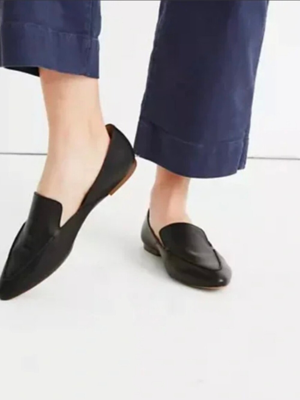 Madewell The Frances Skimmer In Black Leather Size 6